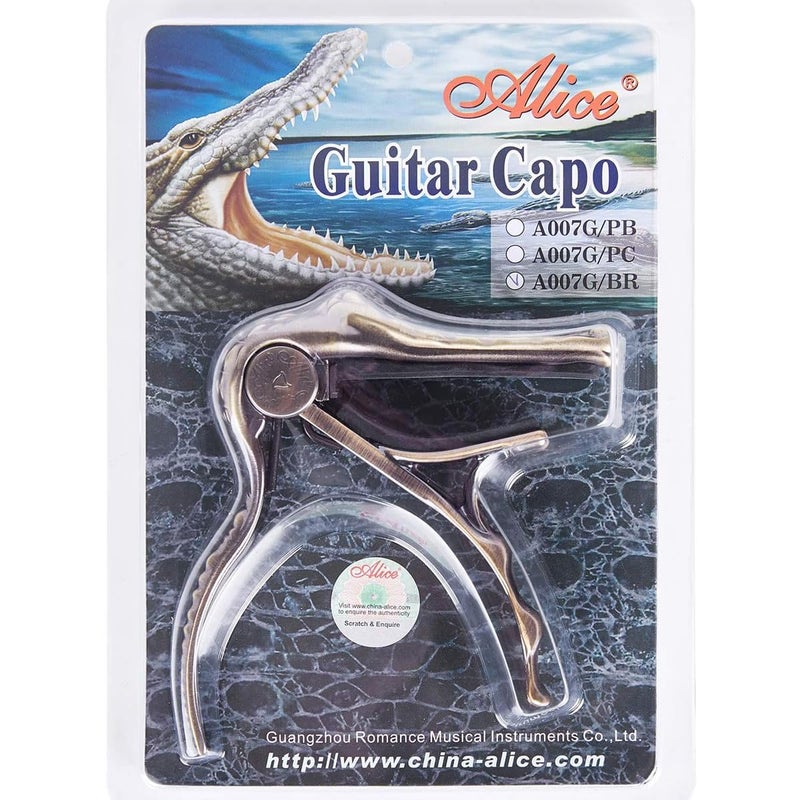 Alice A007G/BR Aluminum Alloy Bronze Alligator Shape Acoustic Guitar Capo - Image 2